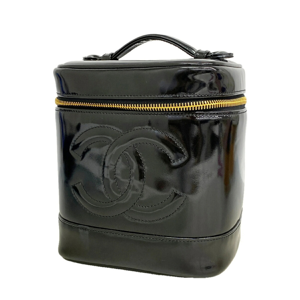 Chanel handbag/vanity bag, patent leather, black, women's, P3627165